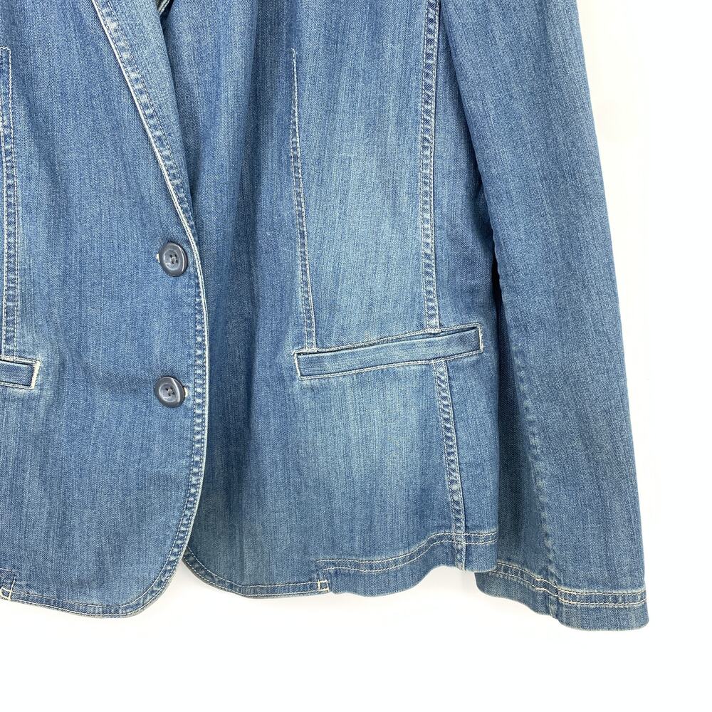 J Jill Denim Blazer Womens XL Blue Stretch Jean Jacket Tailored 2 Button - Picture 4 of 6